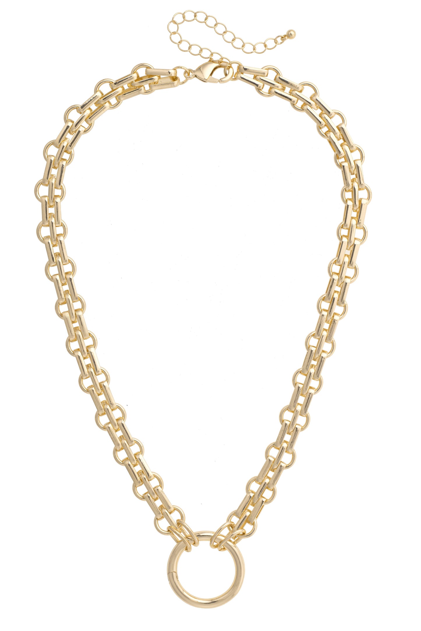 Karson Layered Circle Necklace in Shiny Gold