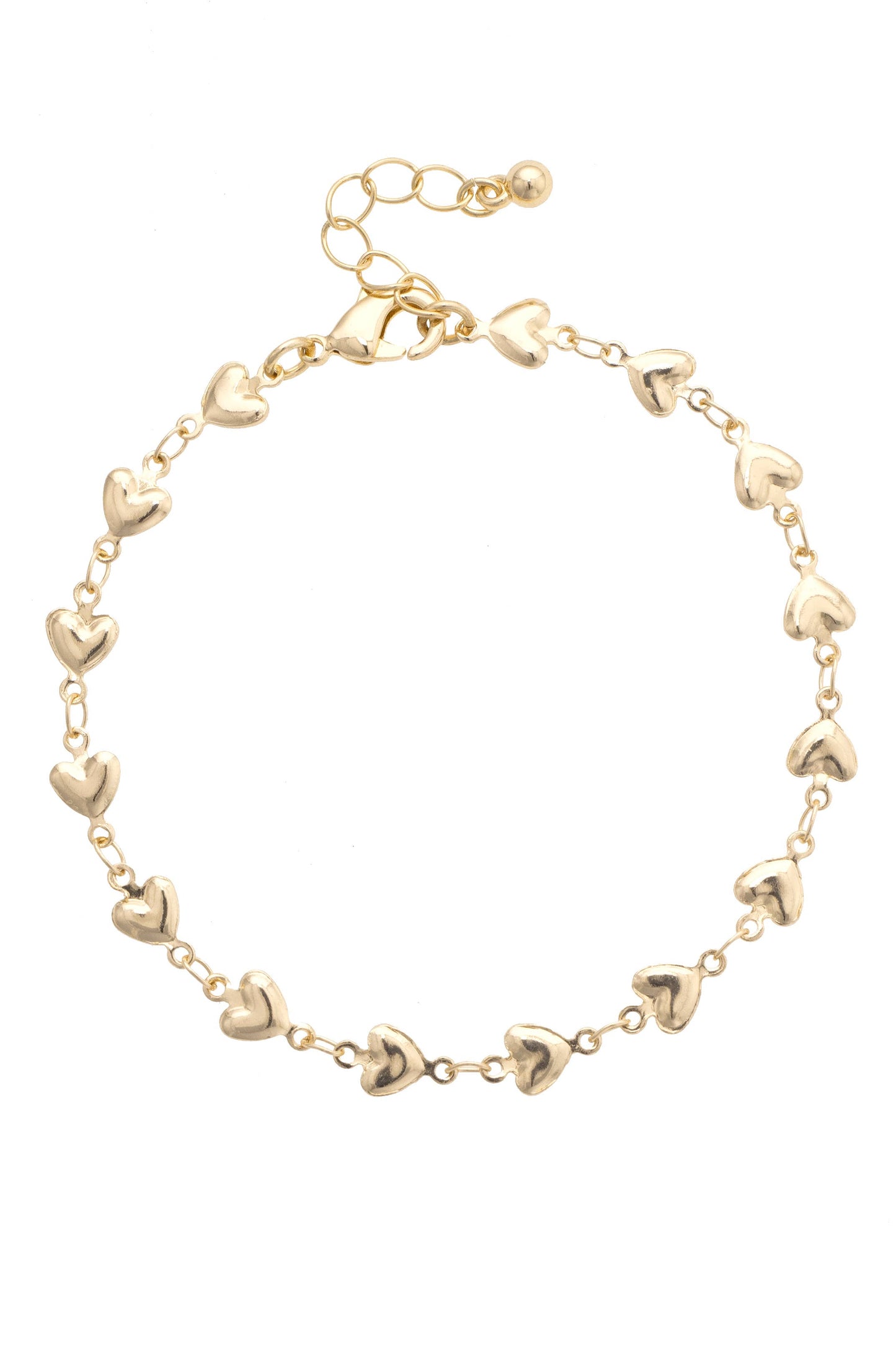 Olivia Heart Linked Bracelet in Shiny Gold