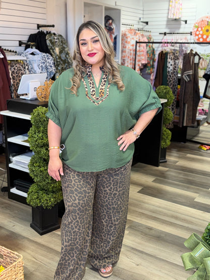 Leopard Dolman Sleeve Blouse