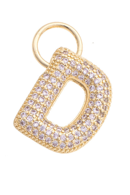 Letter Pave Initial Charm in Shiny Gold: T
