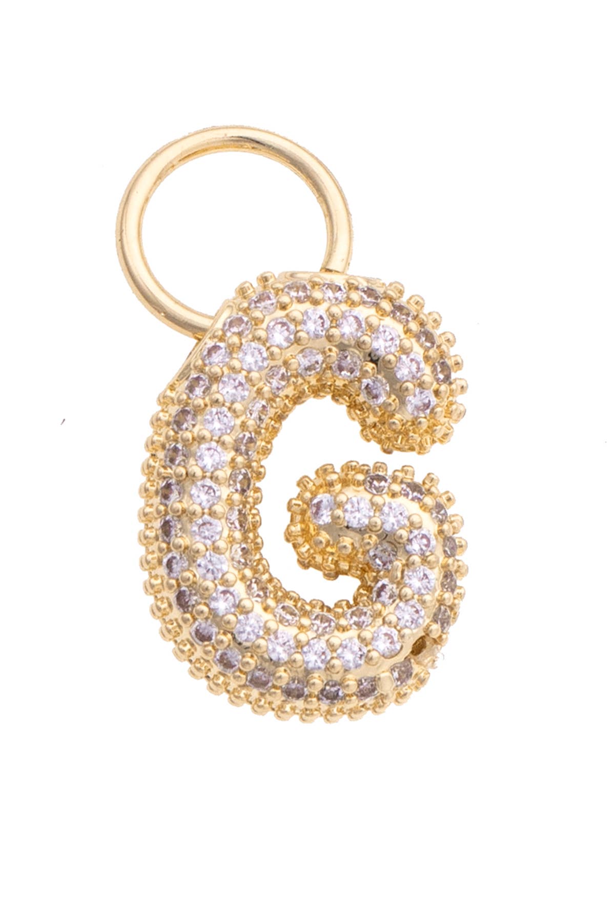 Letter Pave Initial Charm in Shiny Gold: T