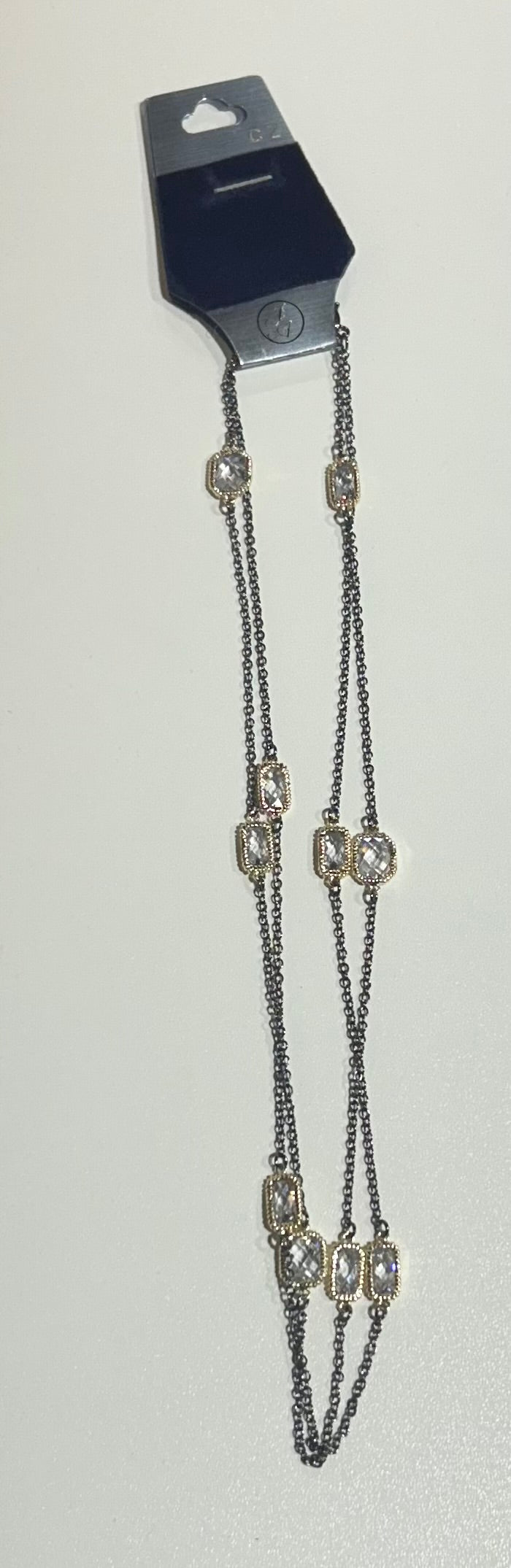 G&S Multi-layered Rectangular Crystal Necklace