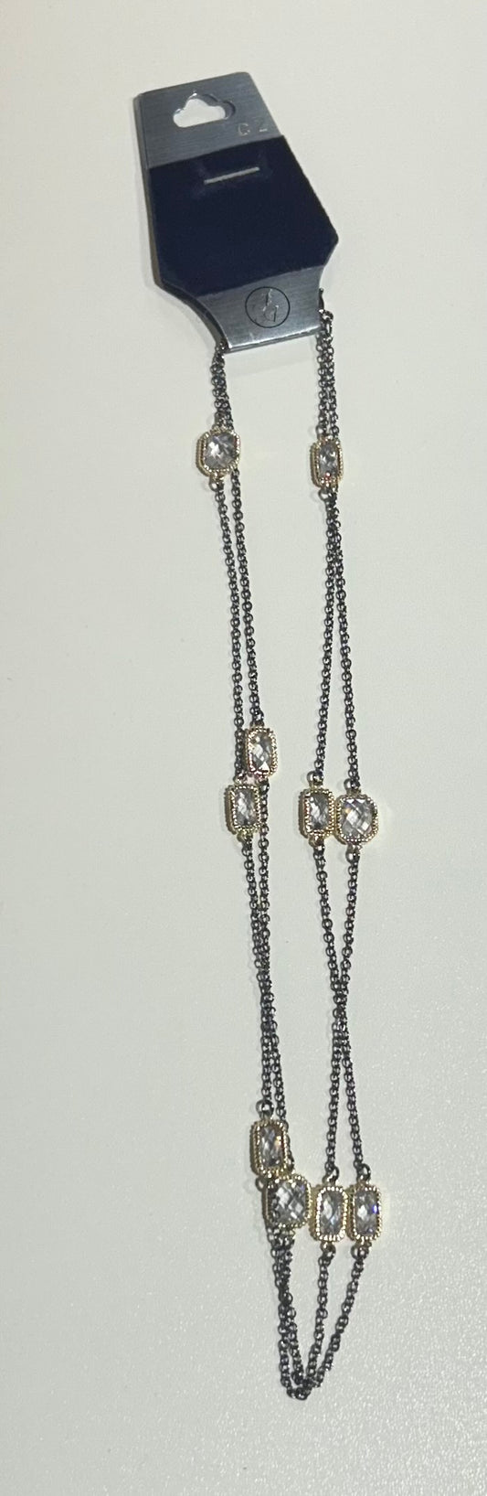 G&S Multi-layered Rectangular Crystal Necklace