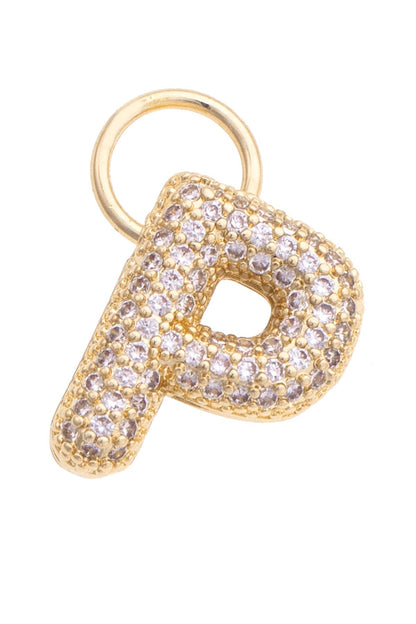 Letter Pave Initial Charm in Shiny Gold: M