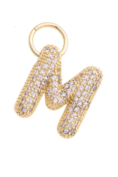 Letter Pave Initial Charm in Shiny Gold: C