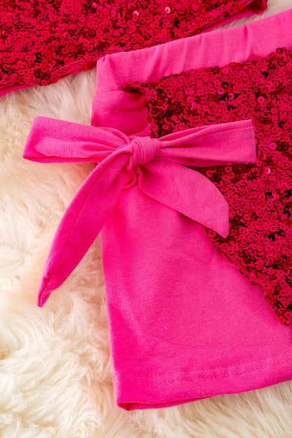 Fuchsia sequins skirt set. OFG40717 SOL