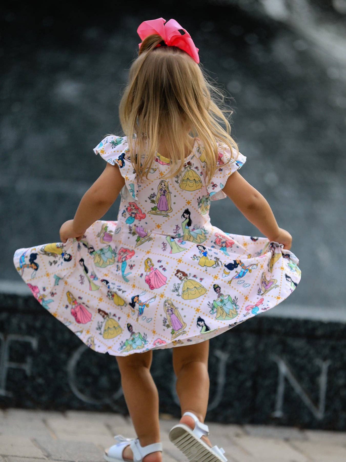 Summer Pattern Ruffle Sleeve Girls Dress