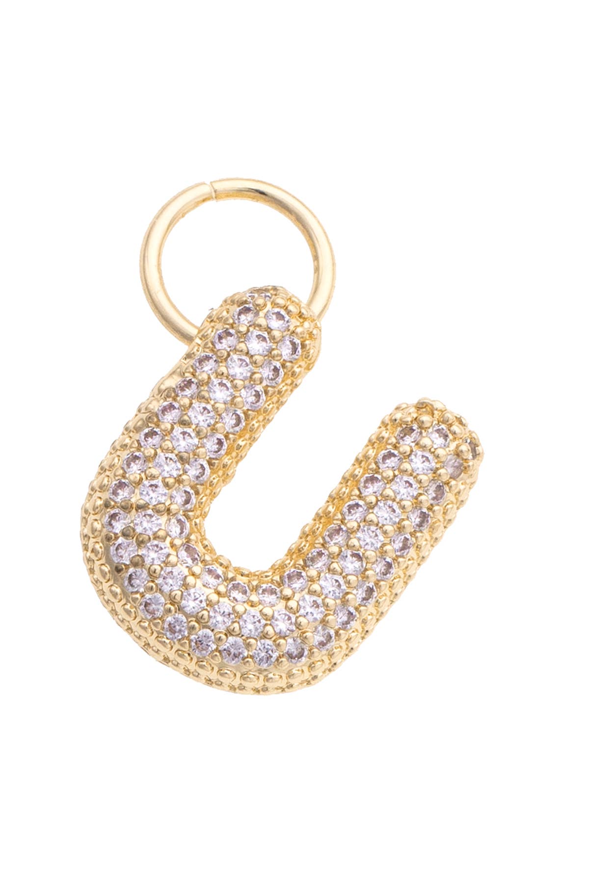 Letter Pave Initial Charm in Shiny Gold: N