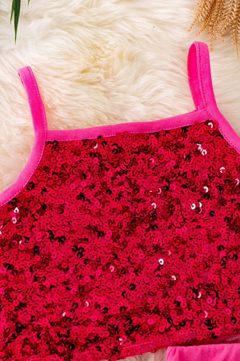 Fuchsia sequins skirt set. OFG40717 SOL