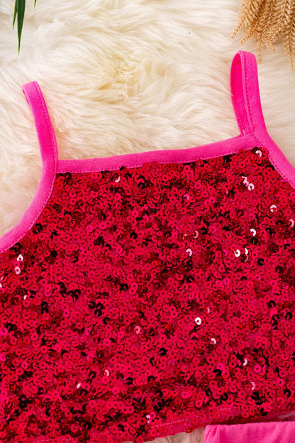Fuchsia sequins skirt set. OFG40717 SOL