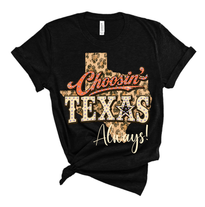 Choosin' Texas Rhinestone Graphic Tee : YES / Heather Black