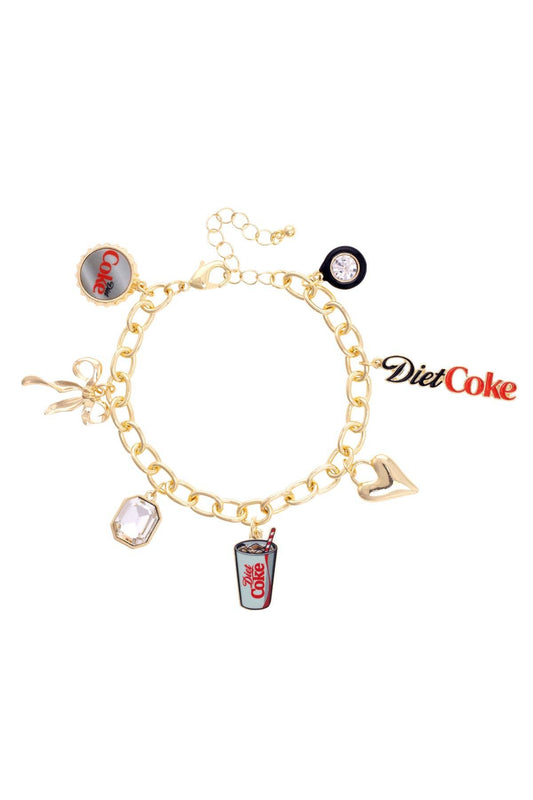 Diet Coke Icons Charm Bracelet in Shiny Gold