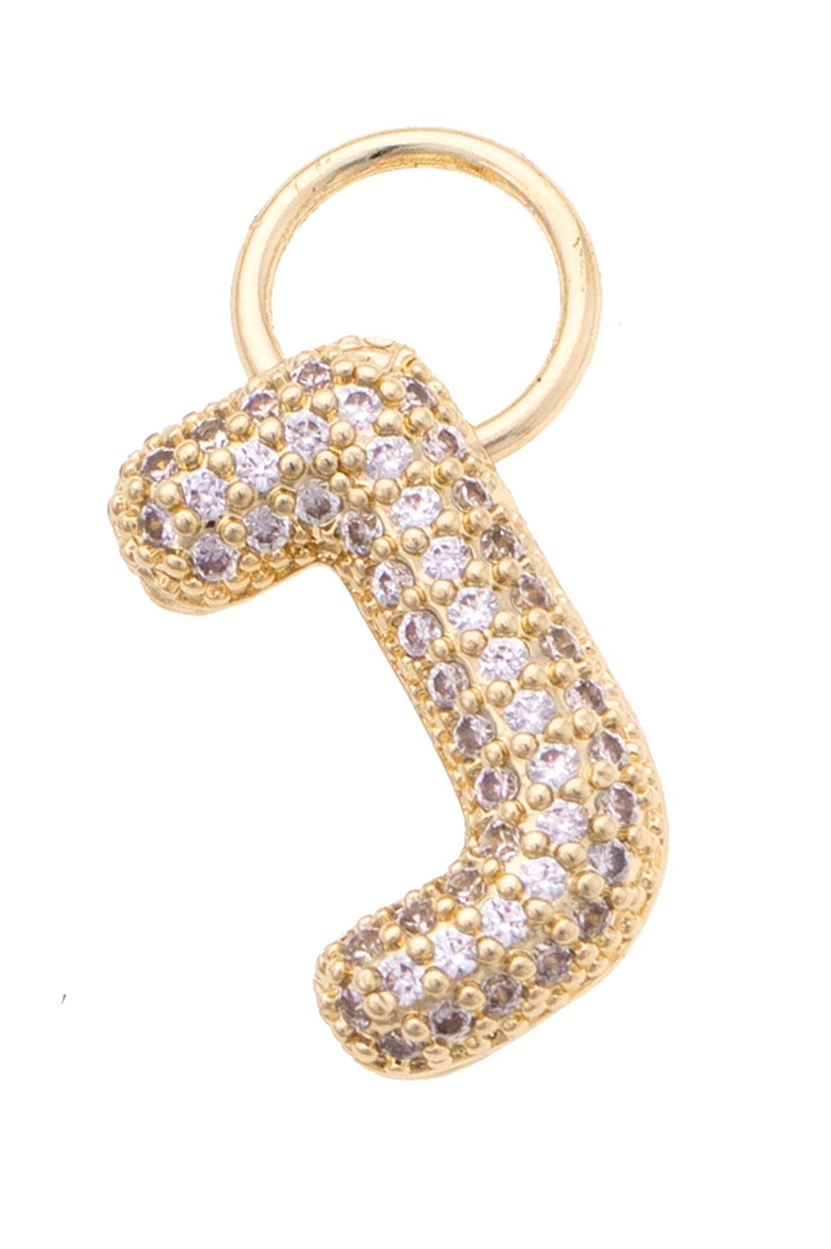 Letter Pave Initial Charm in Shiny Gold: N