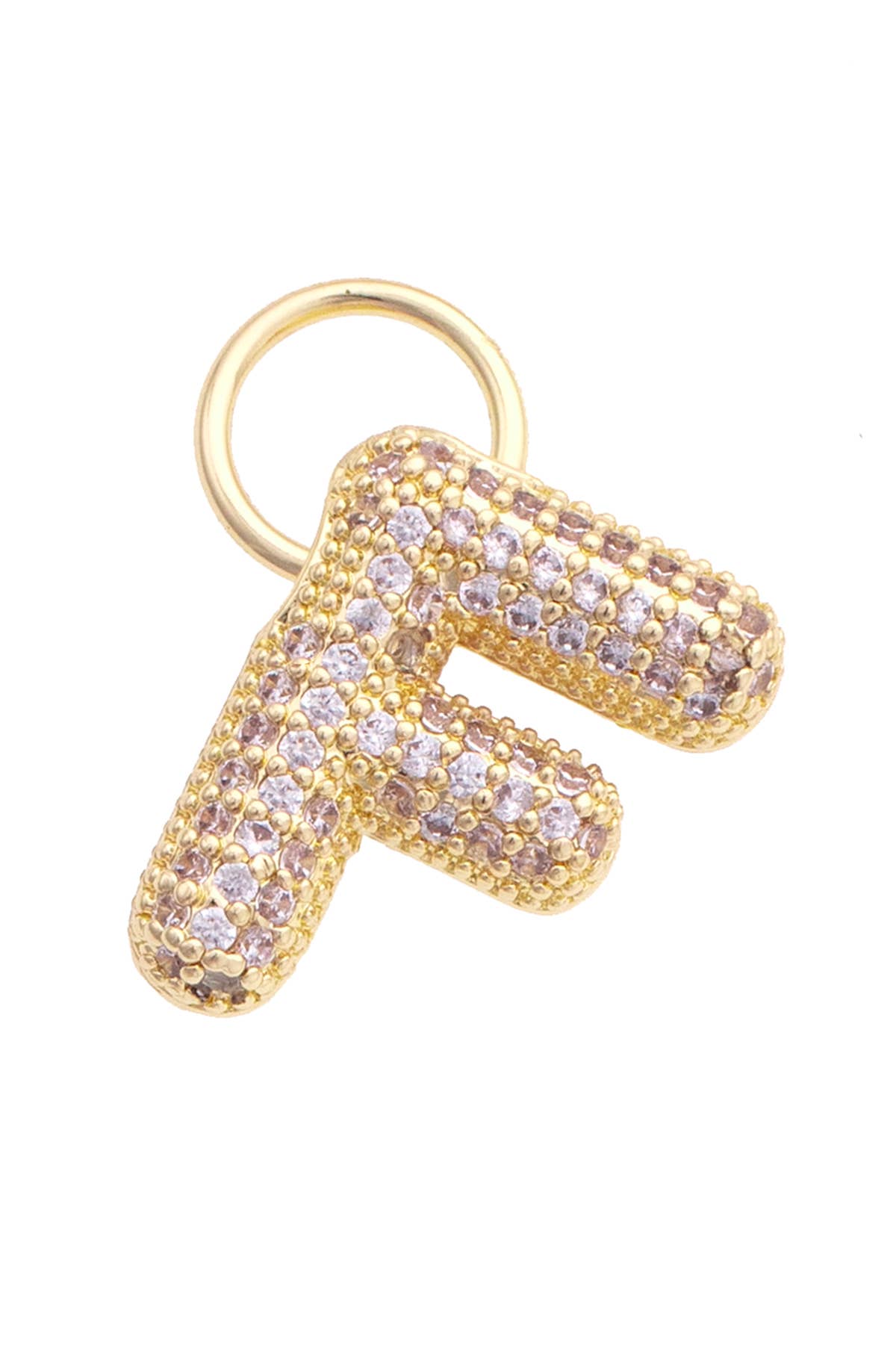 Letter Pave Initial Charm in Shiny Gold: N