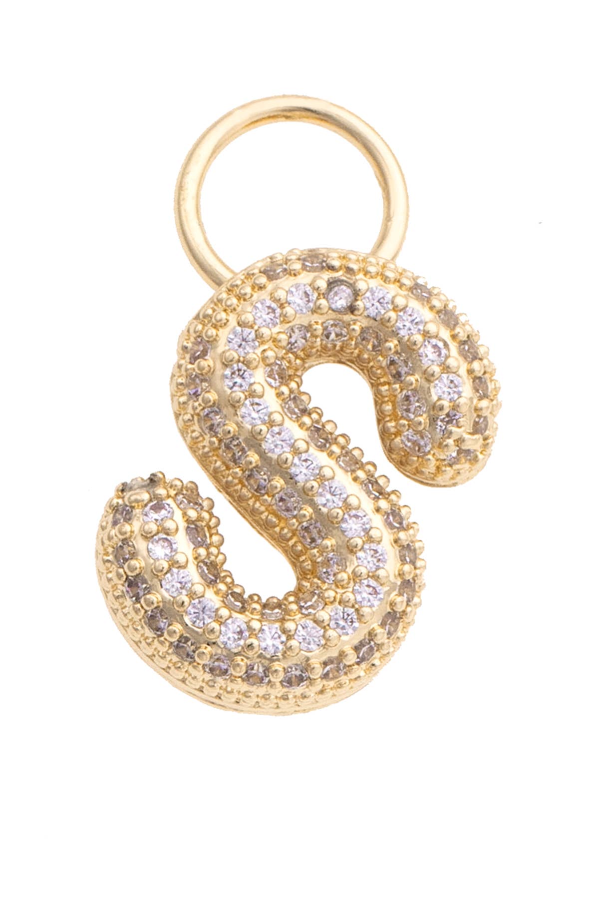 Letter Pave Initial Charm in Shiny Gold: N