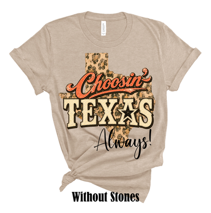 Choosin' Texas Rhinestone Graphic Tee : YES / Heather Black