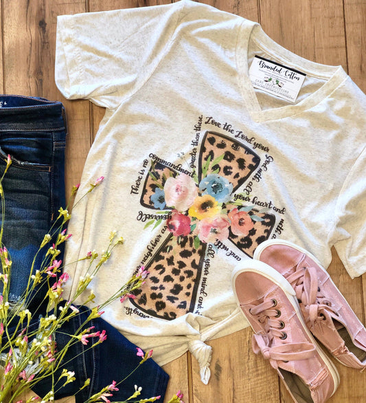 Leopard Faith Cross Tee