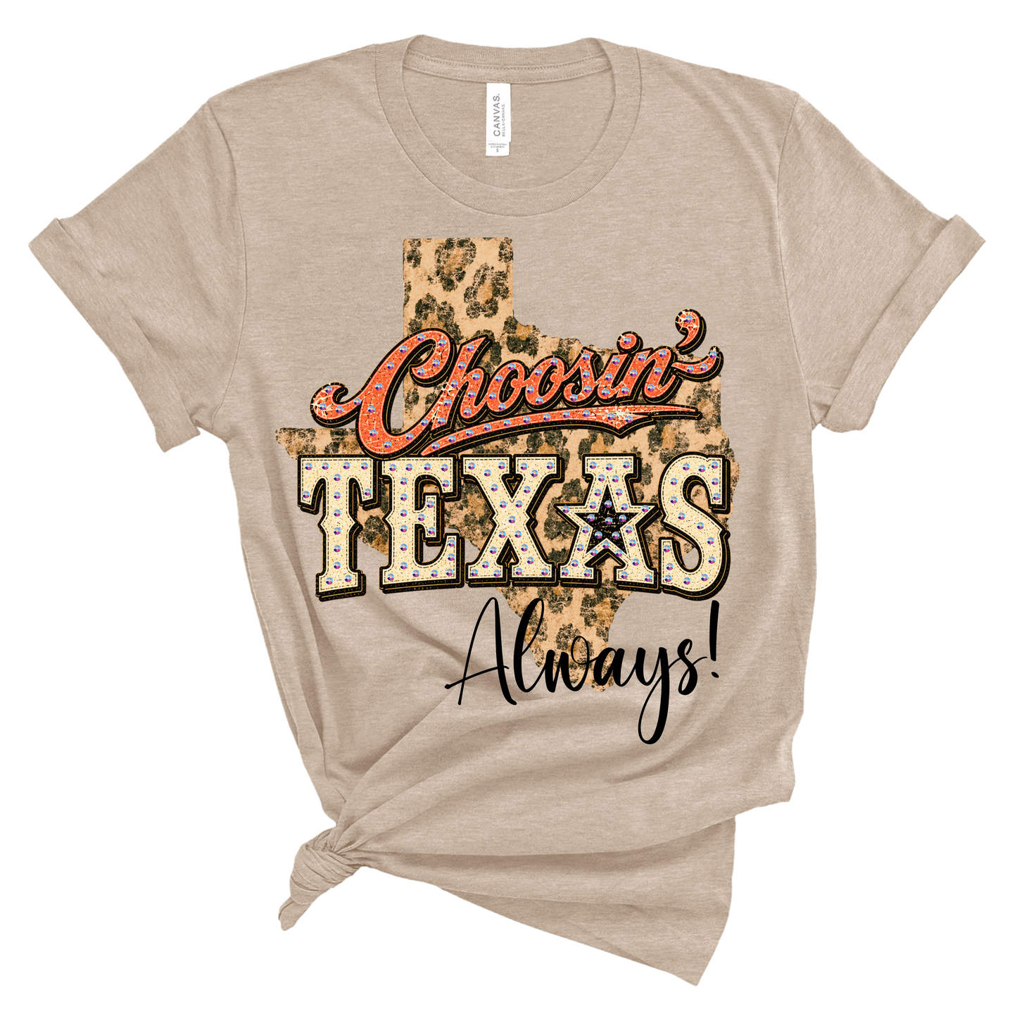 Choosin' Texas Rhinestone Graphic Tee : YES / Heather Black