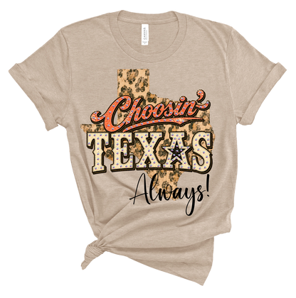Choosin' Texas Rhinestone Graphic Tee : YES / Heather Black