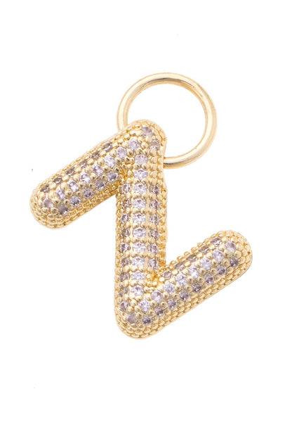 Letter Pave Initial Charm in Shiny Gold: N