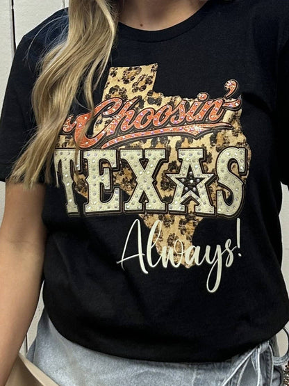 Choosin' Texas Rhinestone Graphic Tee : YES / Heather Black
