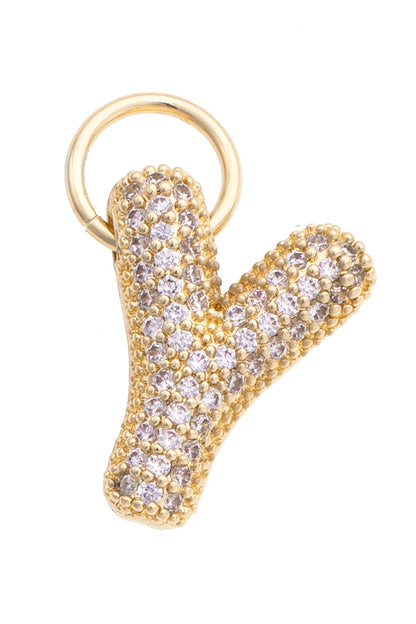 Letter Pave Initial Charm in Shiny Gold: N