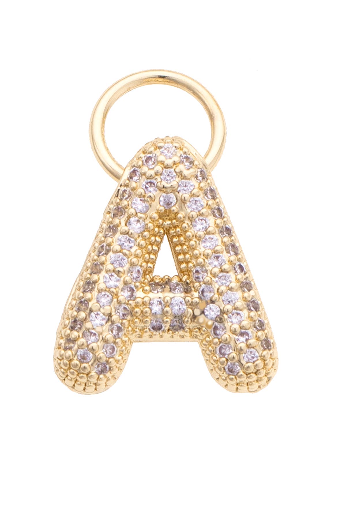 Letter Pave Initial Charm in Shiny Gold: T