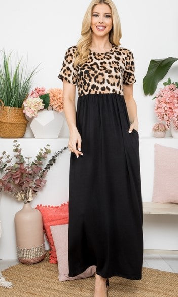 Leopard Black Maxi Dress