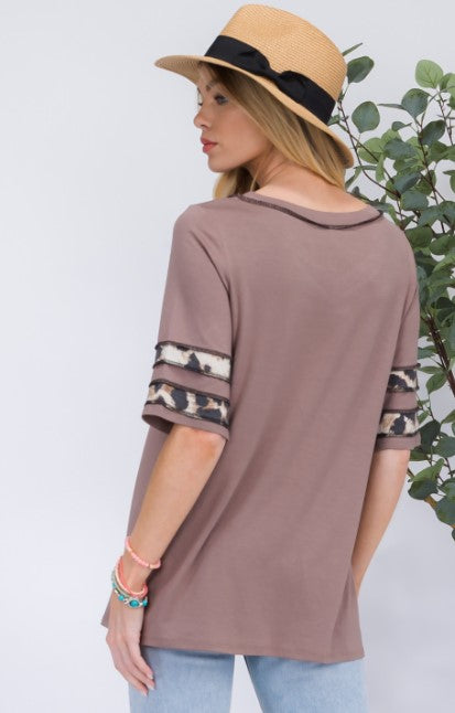 Mocha Reversed V-Neck Top