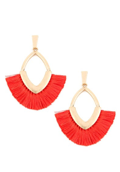 Red Tassel Metal Earrings