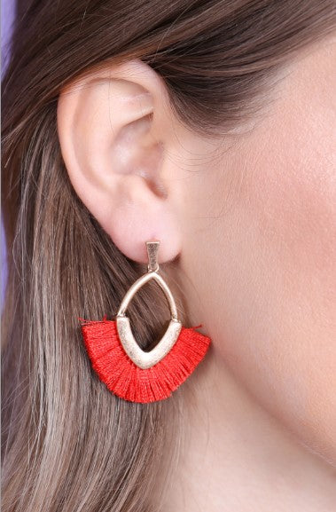 Red Tassel Metal Earrings