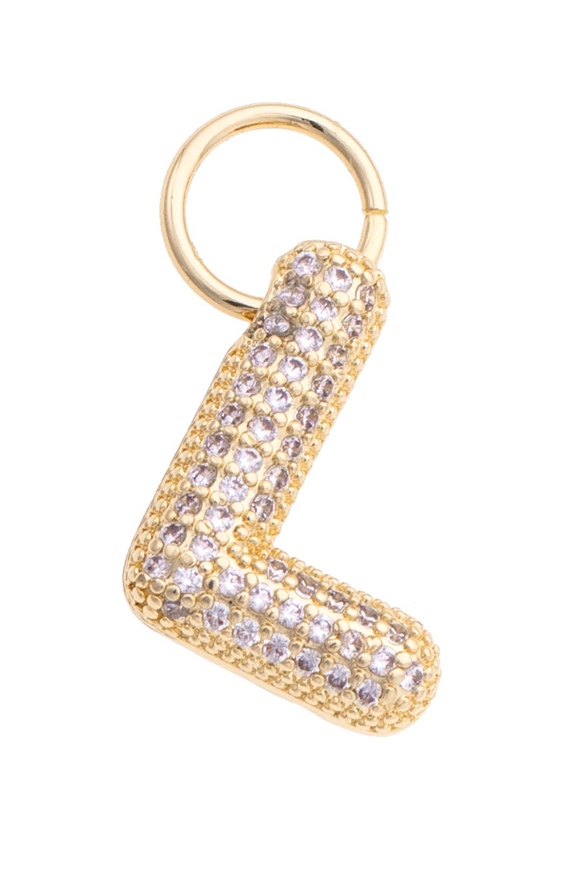 Letter Pave Initial Charm in Shiny Gold: T
