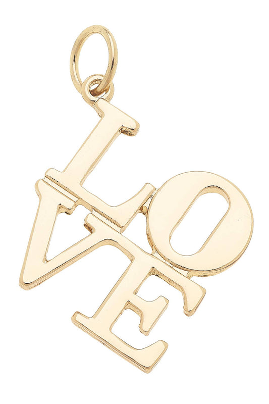 LOVE Stacked Charm in Shiny Gold