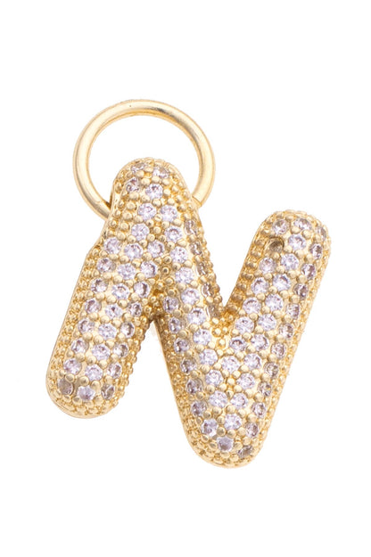 Letter Pave Initial Charm in Shiny Gold: B