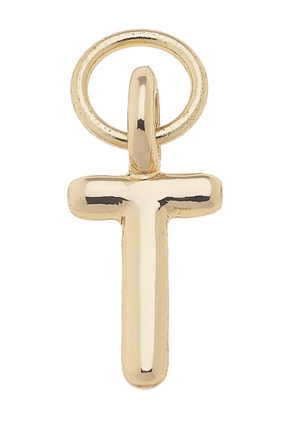 Mini Initial Charm in Shiny Gold: R
