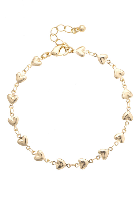 Olivia Heart Linked Bracelet in Shiny Gold