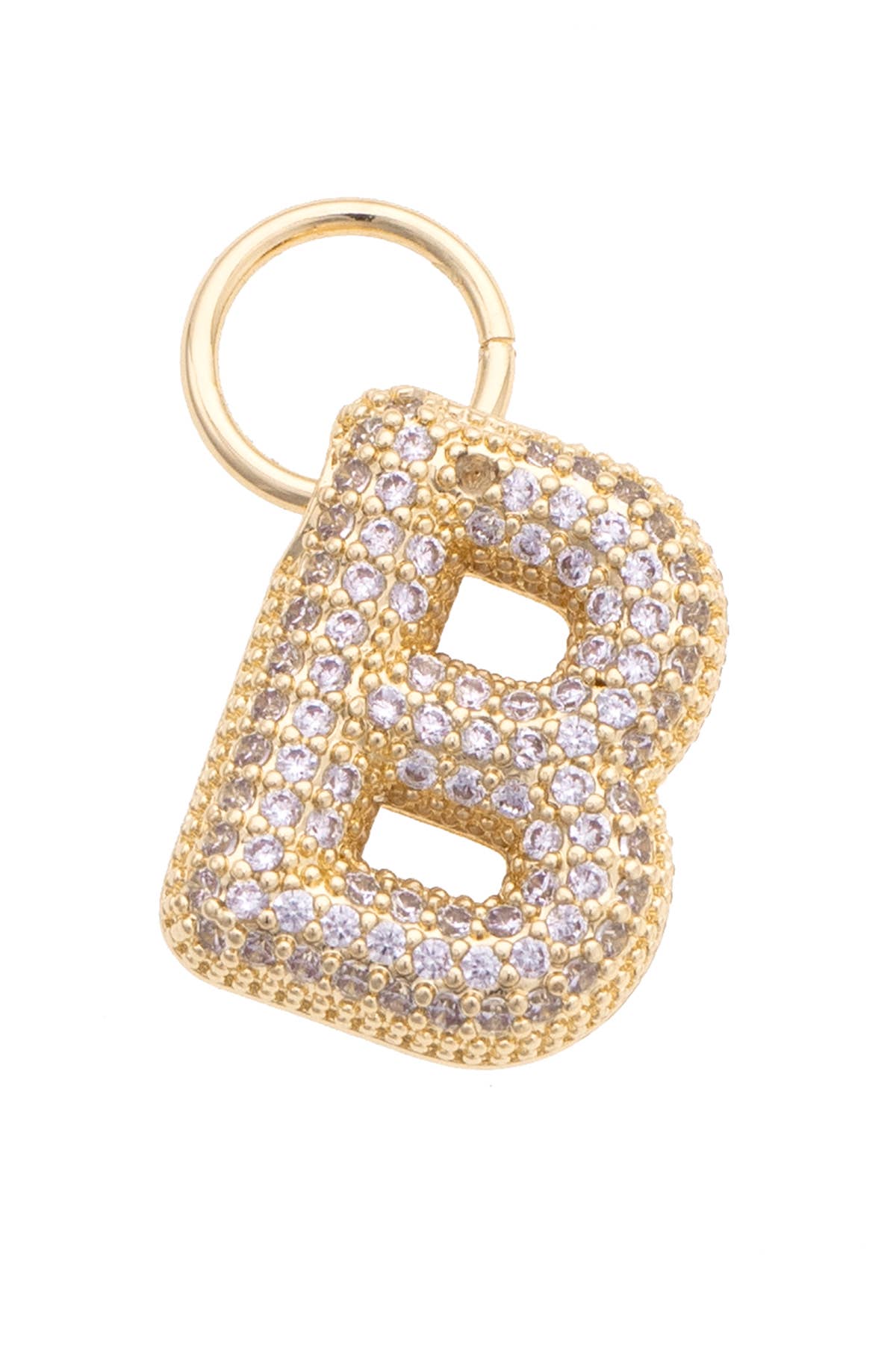 Letter Pave Initial Charm in Shiny Gold: P