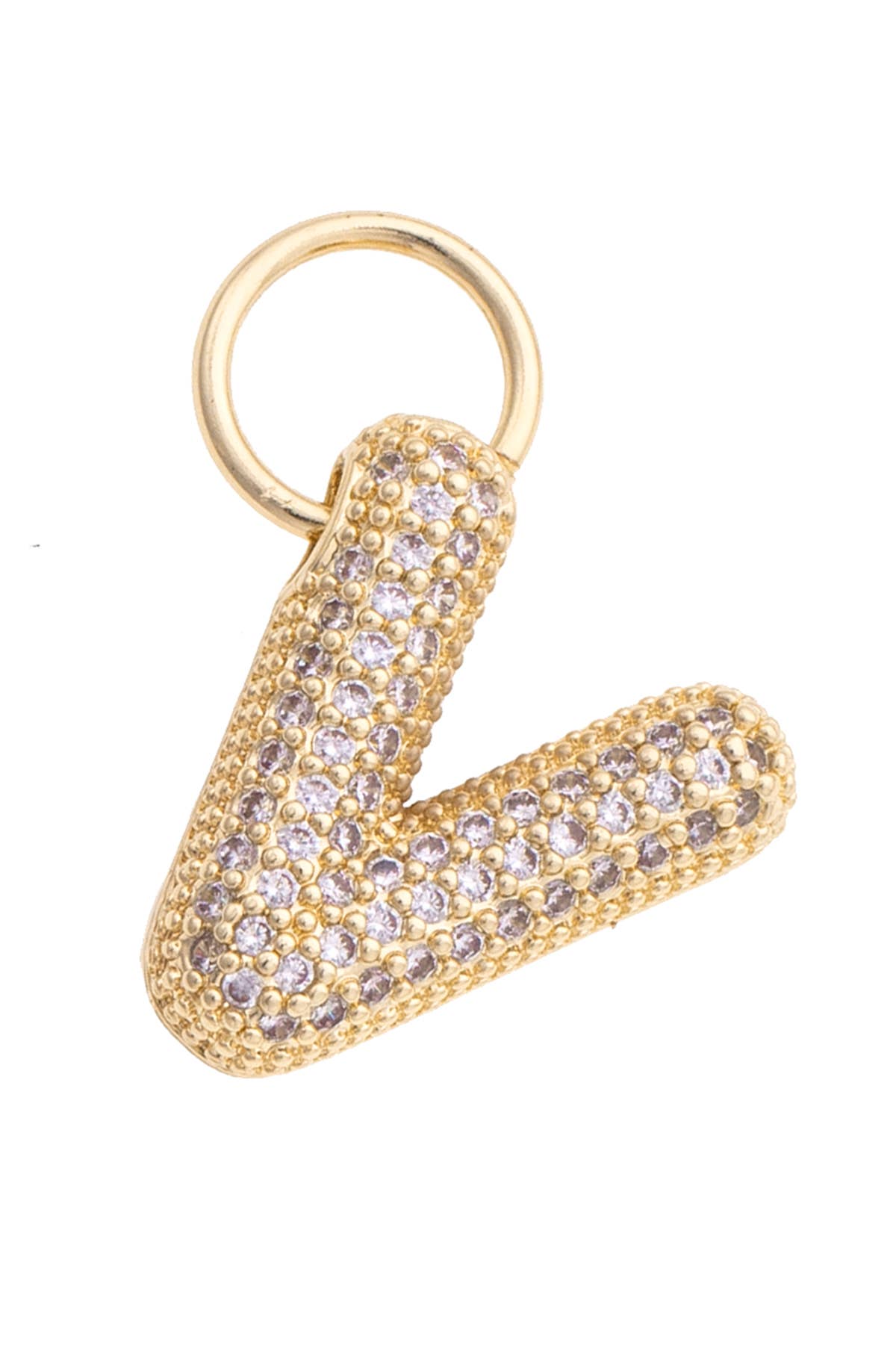 Letter Pave Initial Charm in Shiny Gold: N