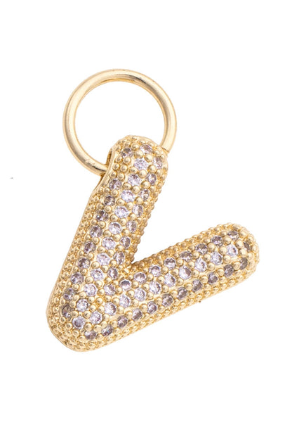 Letter Pave Initial Charm in Shiny Gold: M