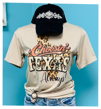 Choosin' Texas Rhinestone Graphic Tee : YES / Heather Black