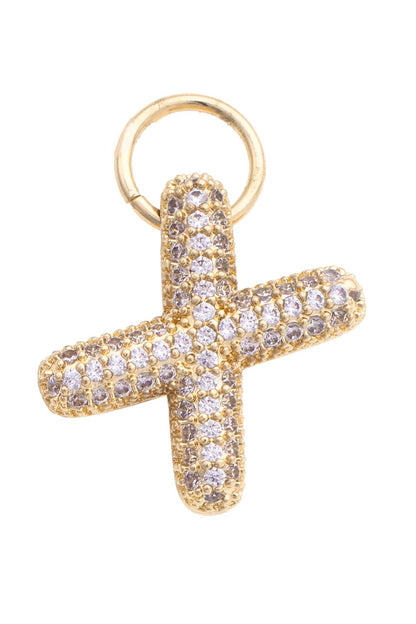 Letter Pave Initial Charm in Shiny Gold: N