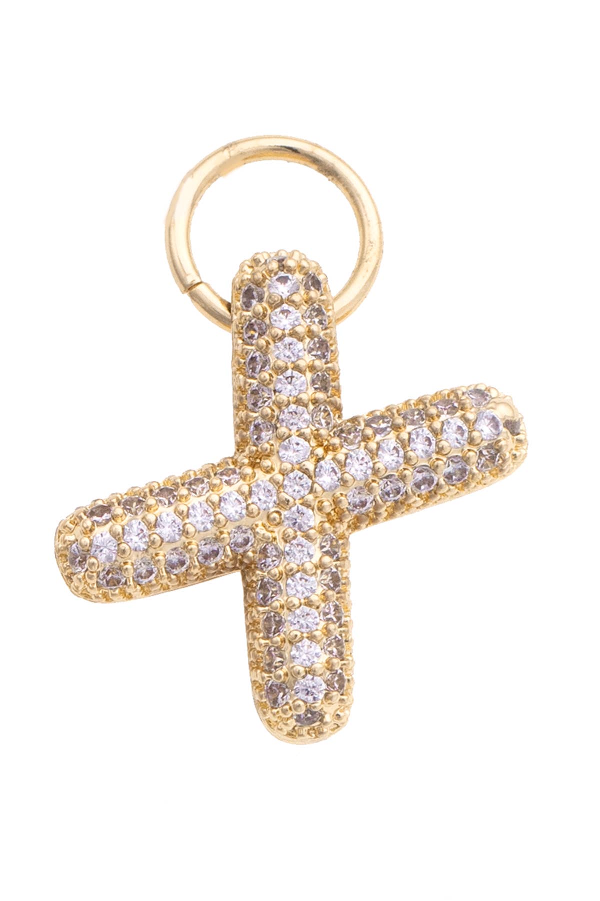 Letter Pave Initial Charm in Shiny Gold: T