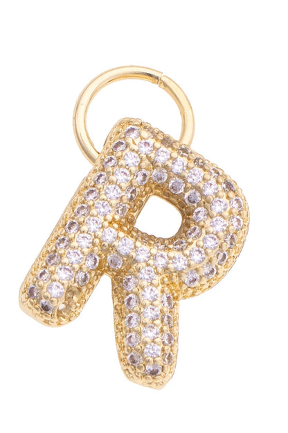 Letter Pave Initial Charm in Shiny Gold: M
