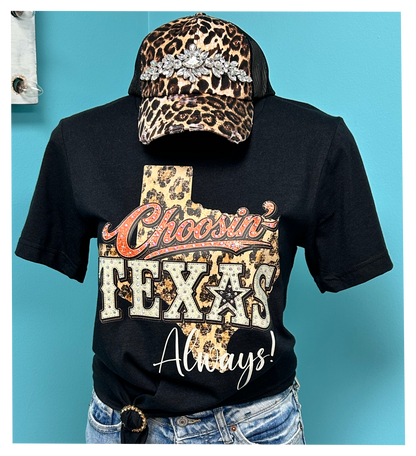 Choosin' Texas Rhinestone Graphic Tee : YES / Heather Black