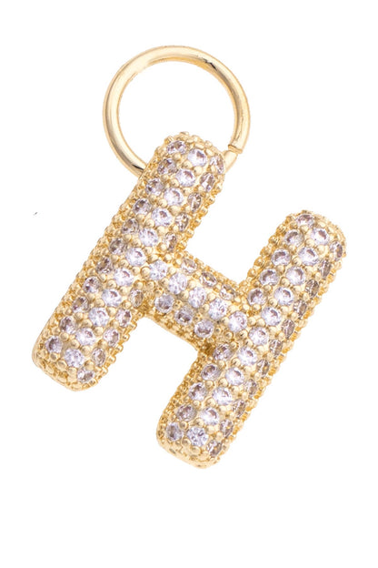 Letter Pave Initial Charm in Shiny Gold: C