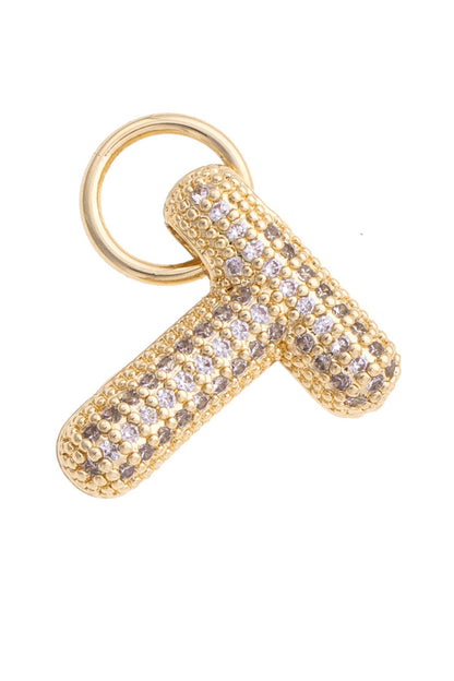 Letter Pave Initial Charm in Shiny Gold: C