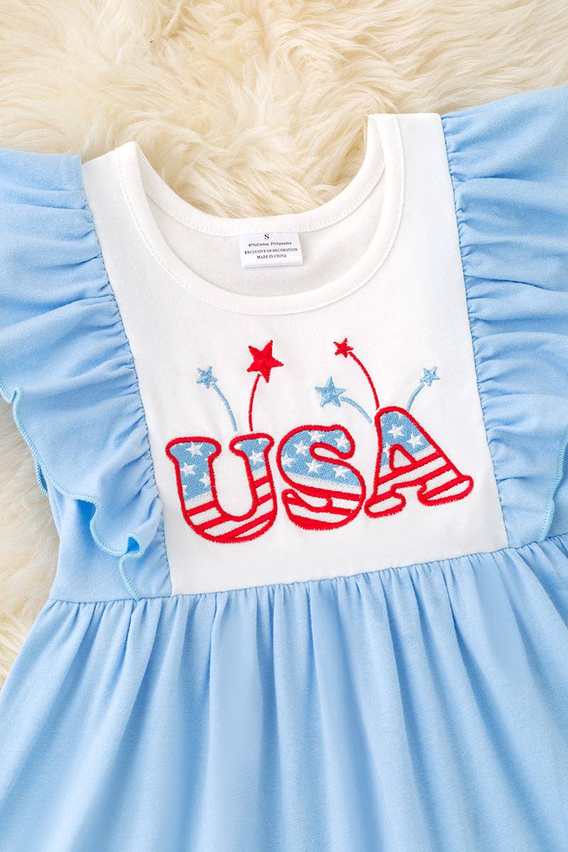 USA fireworks embroidery dress w/angel sleeves. DRG50990 AMY