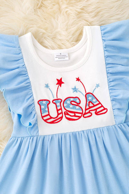 USA fireworks embroidery dress w/angel sleeves. DRG50990 AMY