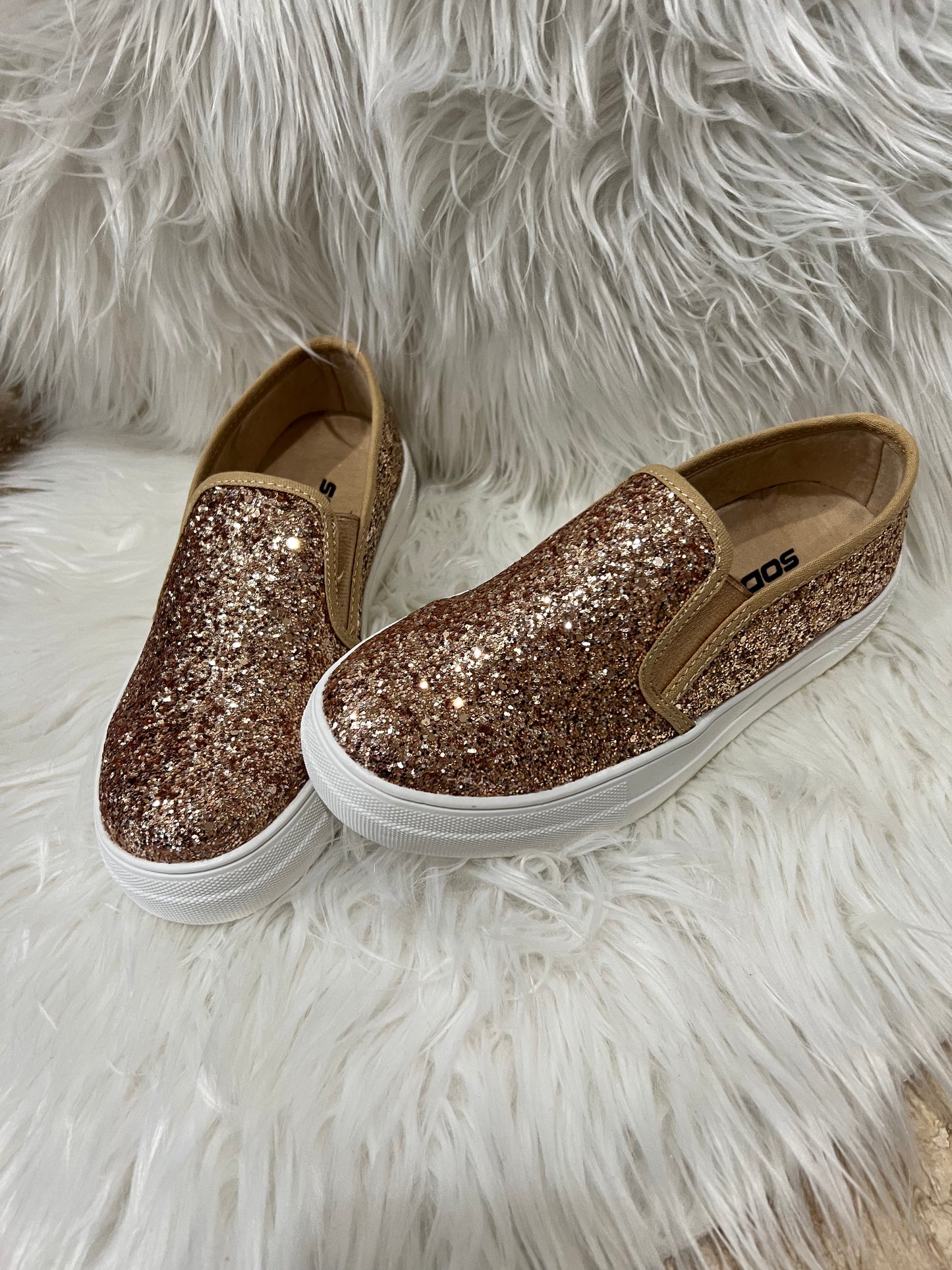 Rose Gold Glitter Slip-On Sneaker