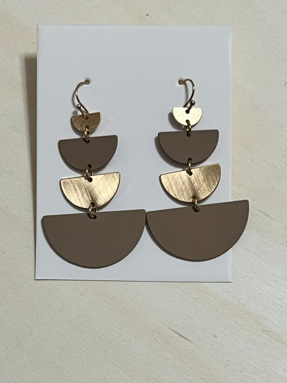 Taupe and Gold Matte Earrings